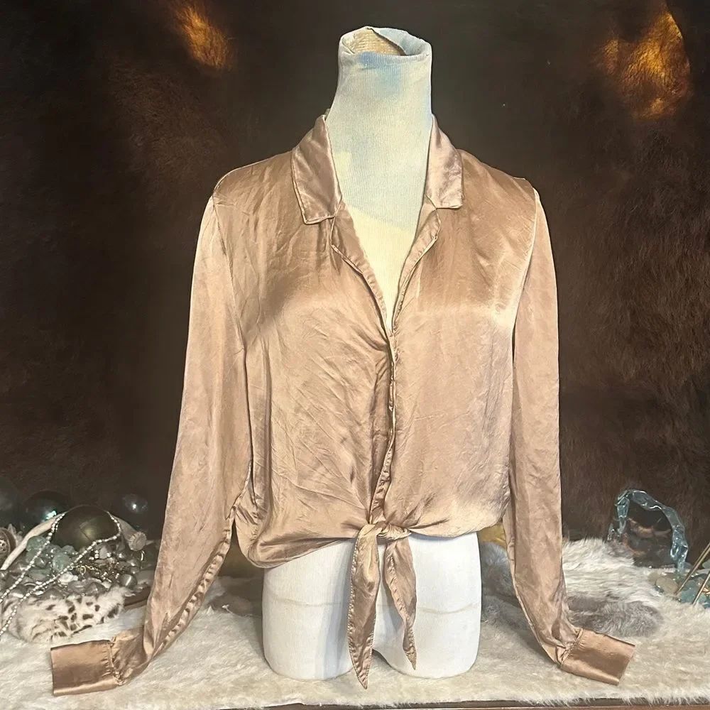 Wilfred Satin Tan Blouse M (5165)
